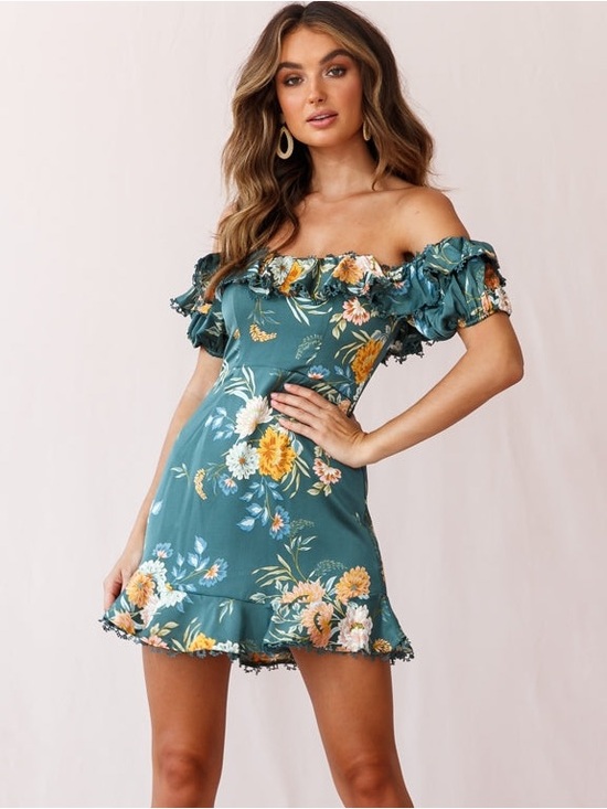 saints + secrets Dresses & Skirts - Saints + Secrets Teal Floral Dress